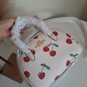 NWT COACH Sydney Satchel With Heart Cherry Print